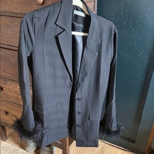 12th Tribe Black Feather Cuff Blazer
